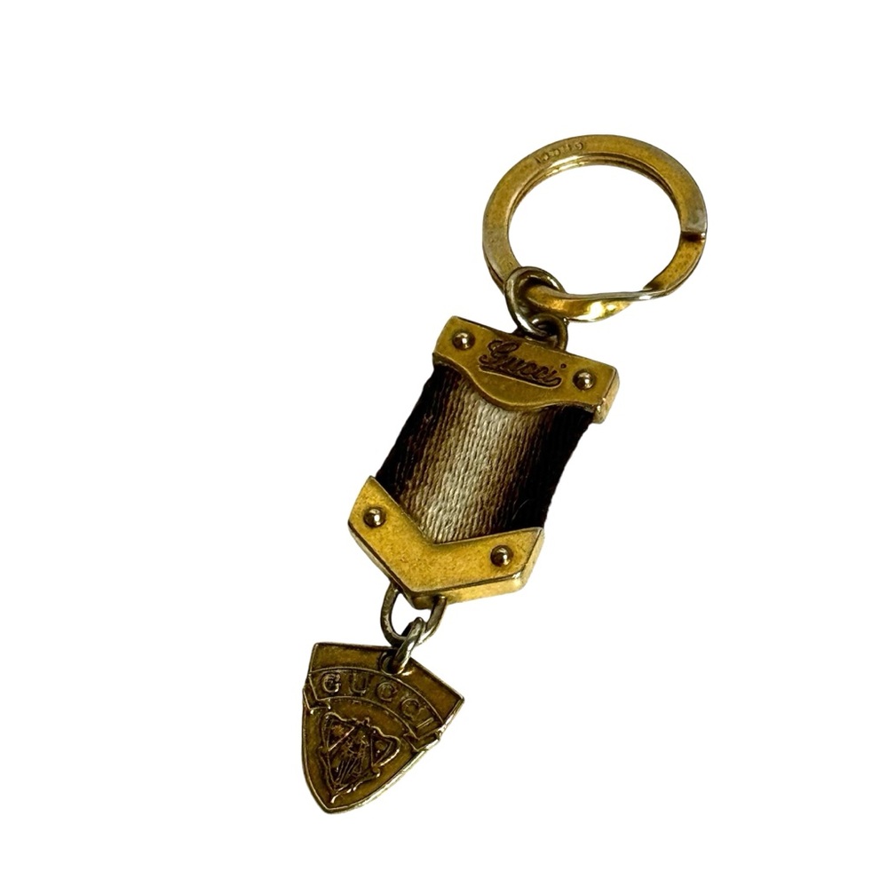 Vintage Gucci Crest  Logo Key Ring Very Rare Yarn Woven Key Ring Logo Unisex